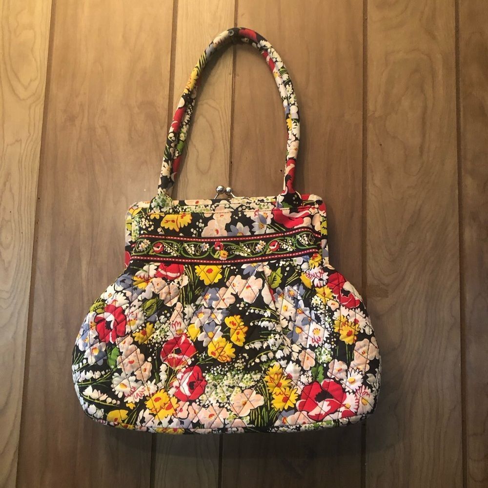 Vera Bradley Red and Yellow Shoulder Bag with Floral Design